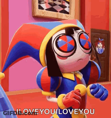 Jester Hat Glasses Character Saying I Love You GIF