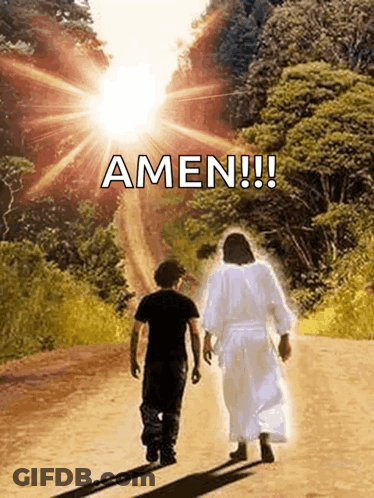 Jesus And Boy Walking Down Dirt Road GIF