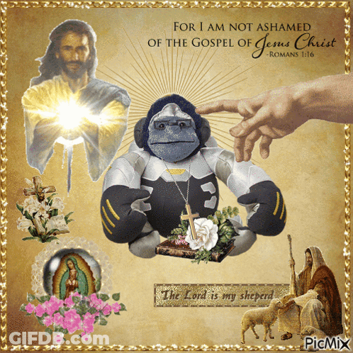 Jesus And Gorilla For I Am Not Ashamed Of The Gospel Of Jesus Christ GIF