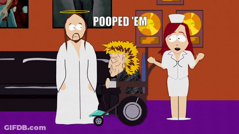 Jesus And Man In Wheelchair Saying Pooped 'Em GIF