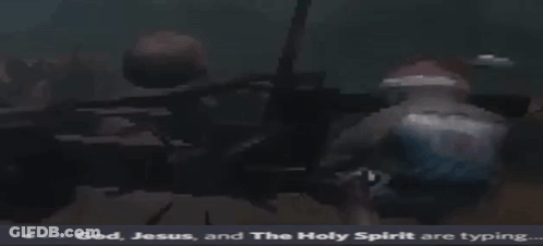 Jesus And The Holy Spirit Are Typing On A Computer Screen GIF