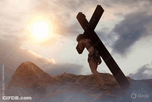 Jesus Carrying Cross On Hill GIF