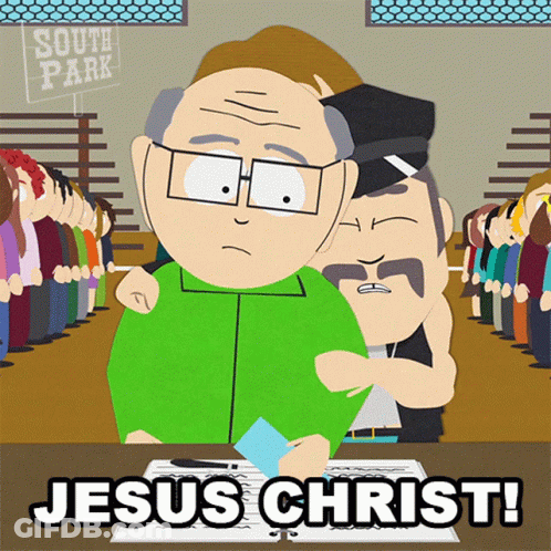 Jesus Christ Is Written On A Poster With A Cartoon Character GIF