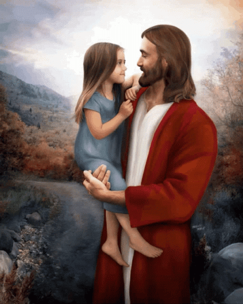 Jesus Christ Love Child Carry Beautiful Nature GIF