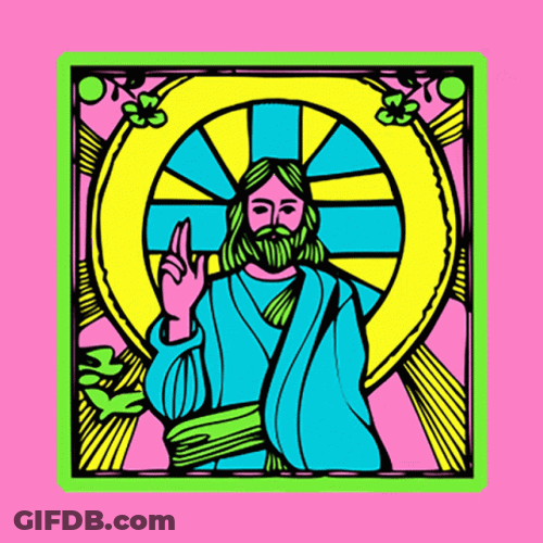 Jesus Christ Neon Colors Trinity Blessing GIF