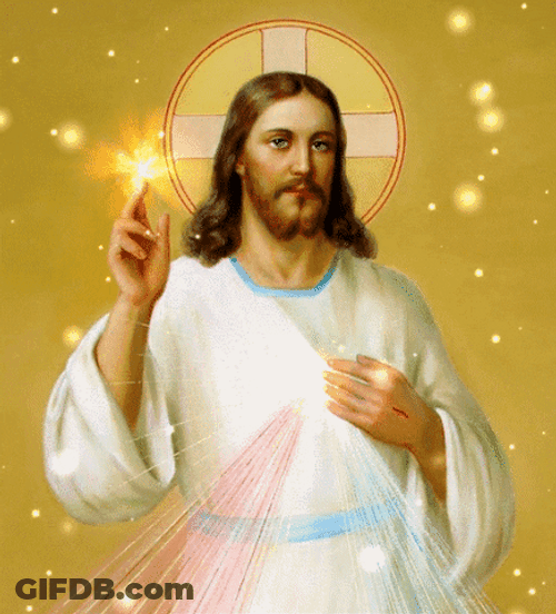 Jesus Christ Portrait Sparkling Light Glitters GIF