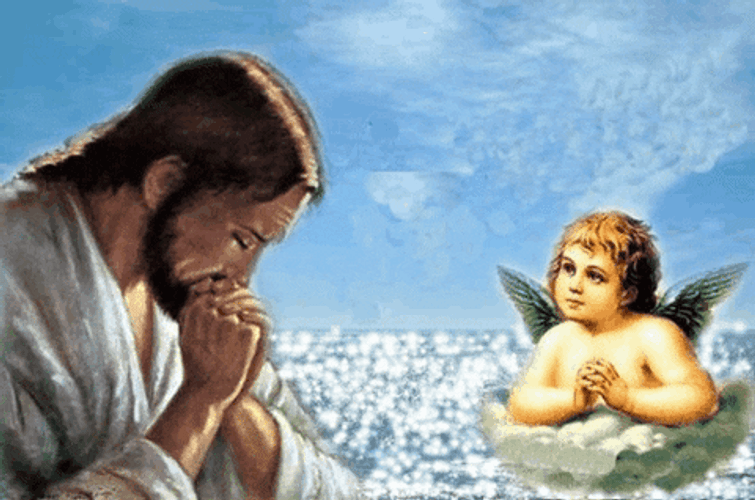 Jesus Christ Pray Guardian Angel Heaven Ocean GIF