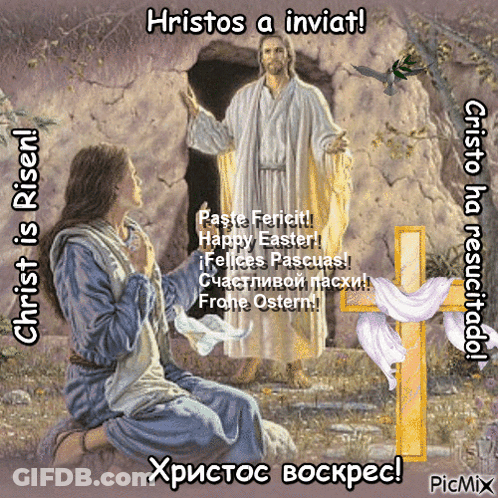 Jesus Coming Out Of Tomb Christ Is Risen GIF
