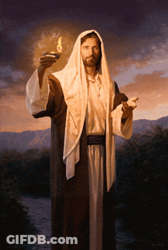 Jesus Holding Candle With Flame GIF