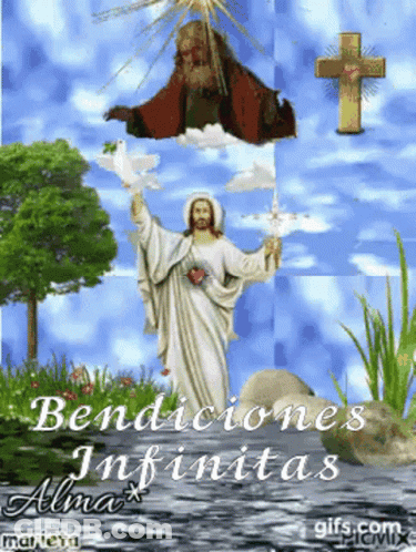 Jesus Holding Dove And Cross Bendiciones Infinitas Alma GIF