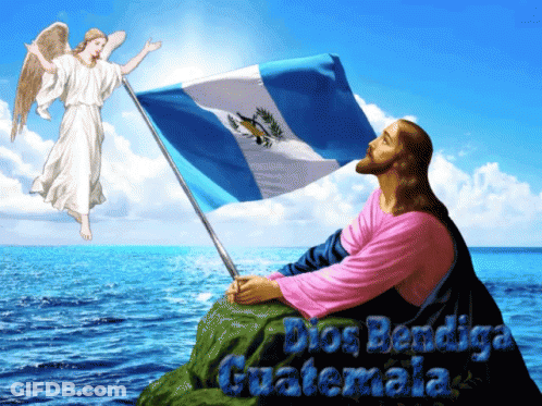 Jesus Holding Flag Dios Bendiga Guatemala GIF