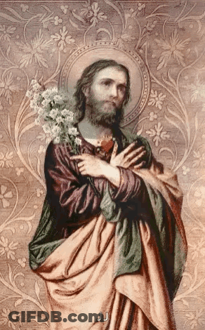 Jesus Holding Flowers With JJ Letters GIF