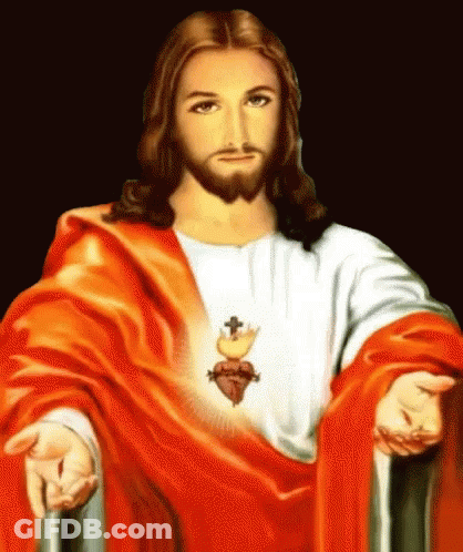 Jesus In Red Robe With Cross GIF