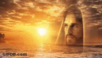 Jesus In Water With Sun GIF