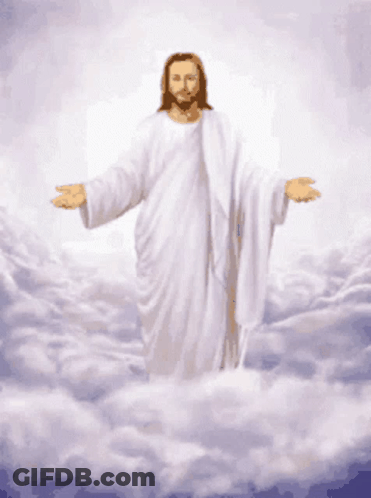Jesus In White Robe In Clouds GIF