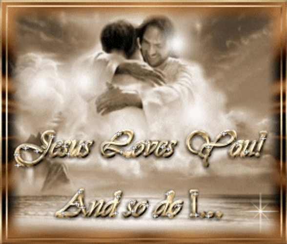 Jesus Loves You Hug Sparkling Animated Text GIF