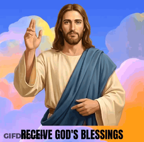 Jesus Painting Receive God's Blessings GIF