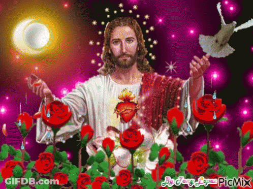 Jesus Painting With Light From Chest GIF