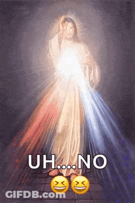 Jesus Painting With Light From Chest Saying Uh No GIF
