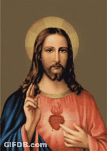 Jesus Pointing At Heart On His Chest GIF