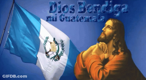 Jesus Praying Before Flag Saying Dios Bendiga GIF