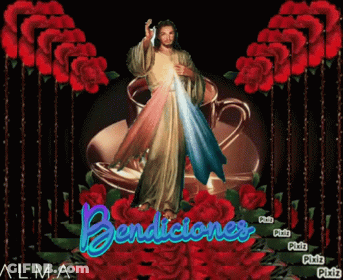 Jesus Surrounded By Red Roses Bendiciones GIF