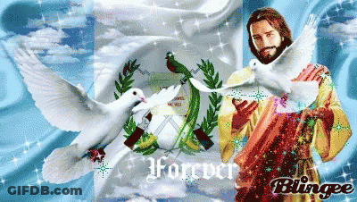 Jesus Surrounded By White Doves Saying Forever GIF