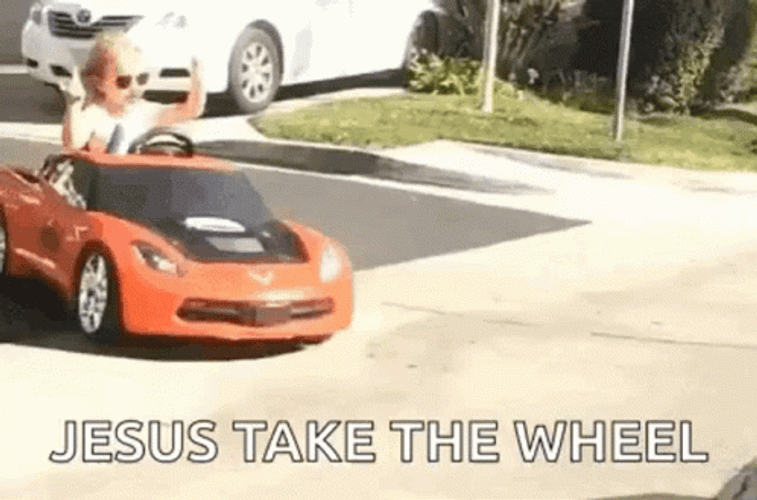 Jesus Take The Wheel Girl Car GIF