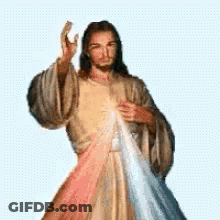 Jesus With Long Hair And Blue Robe GIF