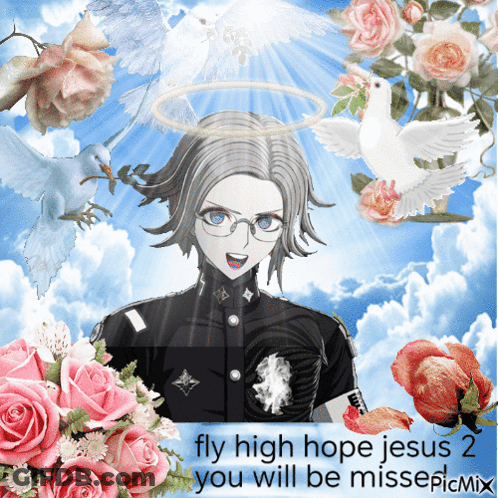 Jesus With Roses And Doves Fly High Hope GIF
