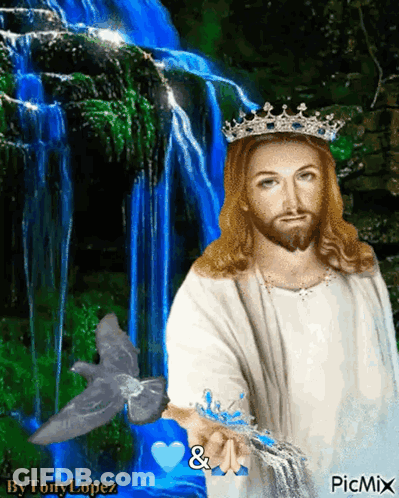 Jesus With Waterfall Background GIF