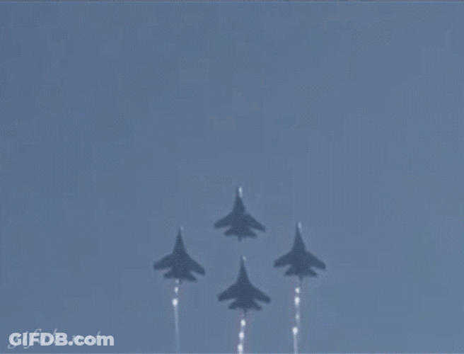 Jet Colored Trail Amazing Aerobatics Show GIF