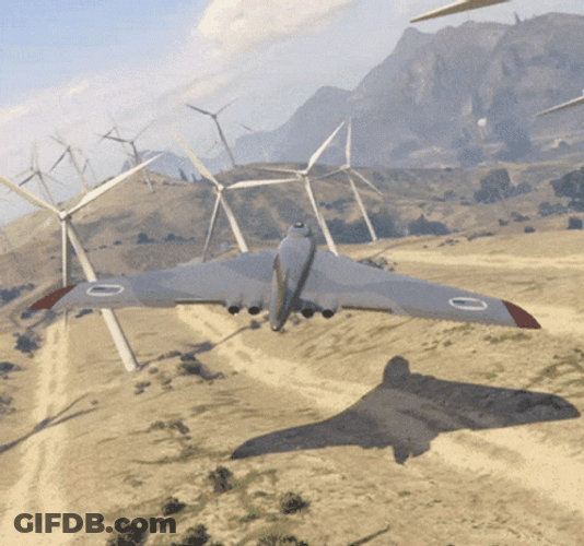 Jet Stuck In Windmill GIF