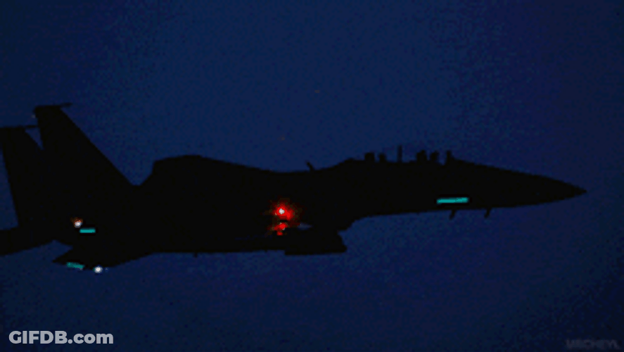 Jet Taking Off Dark Night Sky GIF