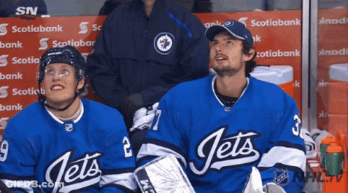 Jets Goalie Standing In Front Of Net GIF