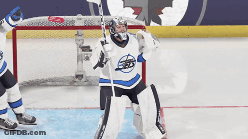 Jets Goalie Standing In Front Of Net GIF
