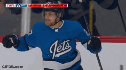 Jets Hockey Player Celebrating Goal GIF