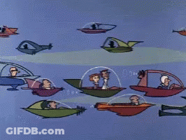 Jetsons Cartoon Characters In Spaceship GIF