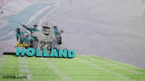 Jevon Holland Poster With Dolphins Players GIF
