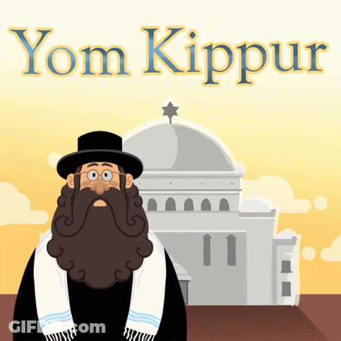 Jewish Man In Front Of Building Saying Yom Kippur GIF