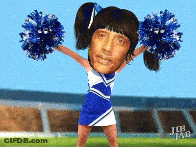 Jib Jab Shows A Cheerleader With A Man 'S Face On It GIF