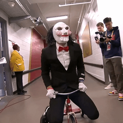Jigsaw Killer Riding Scooter In NBA GIF