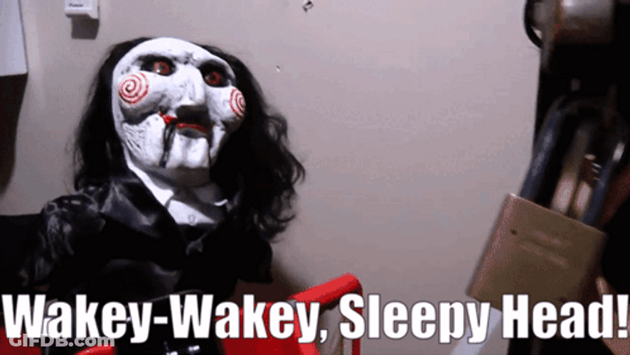 Jigsaw Waking Up GIF