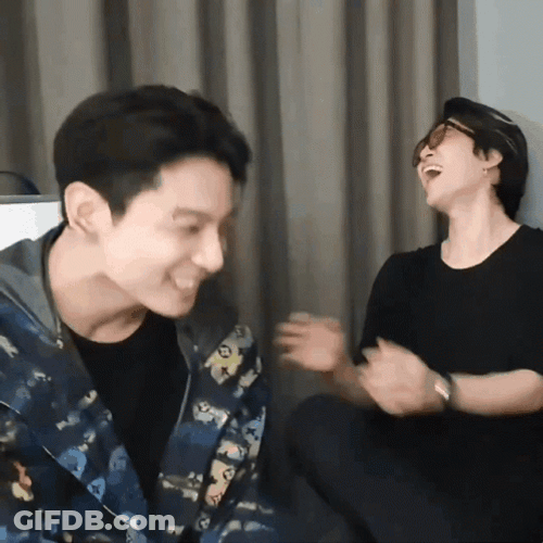 Jikook Laughing On Vlive GIF
