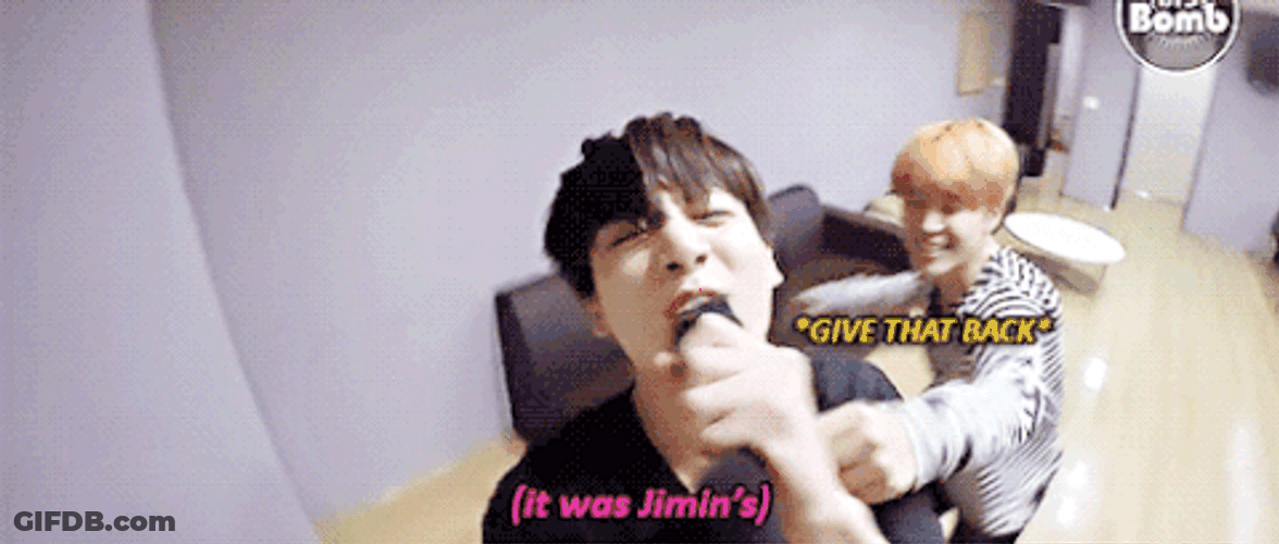 Jikook Sweet Mic Fight GIF