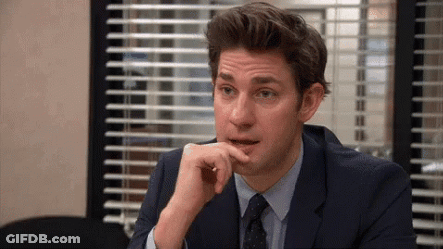 Jim Halpert Cute Smile Lip Bite GIF