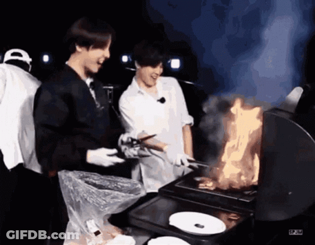 Jimin BTS Fire Grill Bbq Party GIF