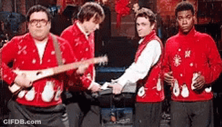 Jimmy Fallon And Friends In Red Sweater Weather Snl GIF