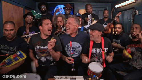 Jimmy Fallon And Metallica Playing Instruments GIF