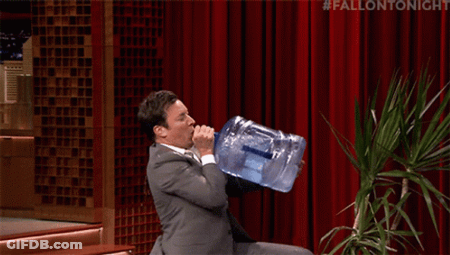 Jimmy Fallon Drinking Water On Jug GIF